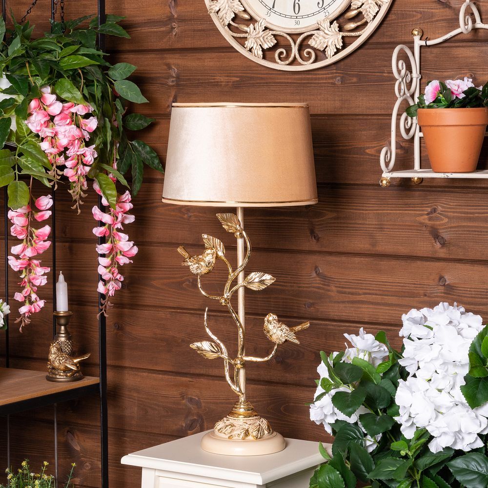 Настольная лампа Терра Spring Айвори с абажуром Тюссо Светло-желтый