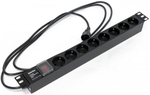 Блок розеток 19", 8 розеток Hyperline SHE19-8SH-S-2.5IEC