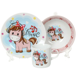 Набор посуды керам, 3 шт, Пони, тар 17.5см,сал 15см,круж 230мл, Daniks, C589