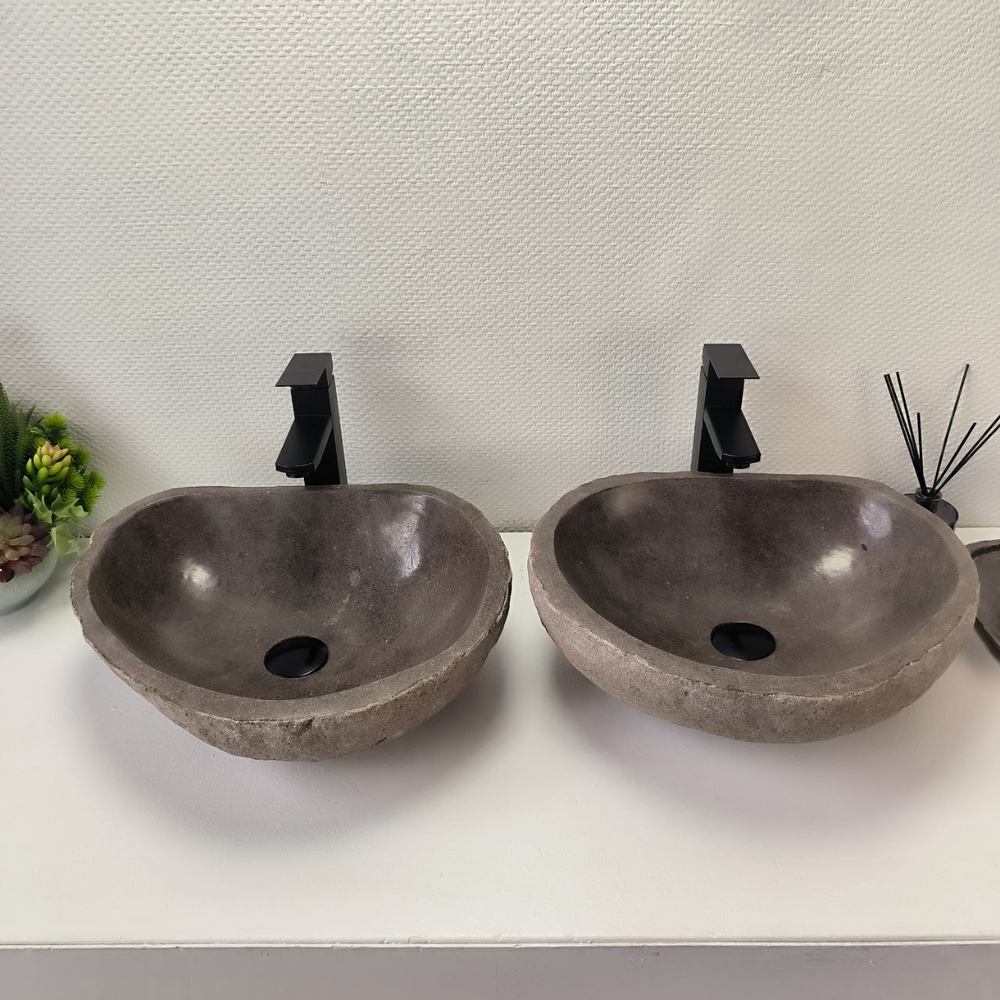 Раковина из речного камня ПАРА! RS-63827 46*39*15 2шт 0126