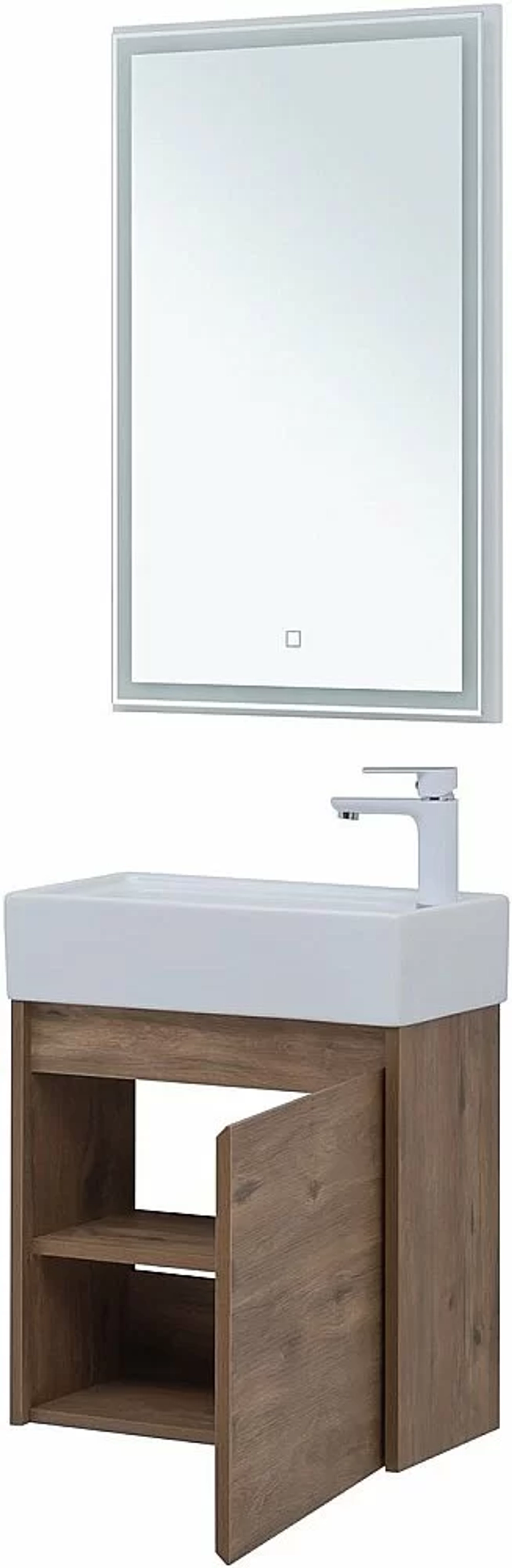 Тумба с раковиной Aquanet Nova Lite 50 с зеркалом, дуб рустикальный