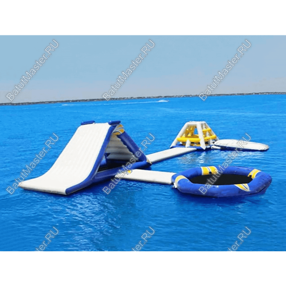 Надувной аквапарк на воде «Сумасшедшие горки» 8×6×2,5 м