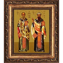 Афанасий и Кирилл Александрийские. Икона на холсте.