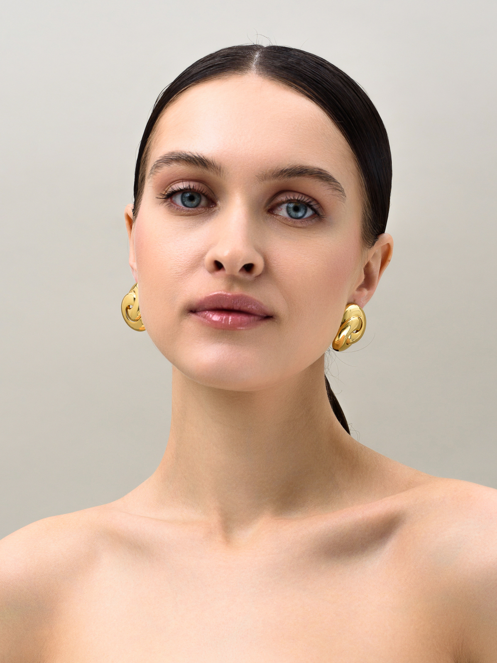 Серьги "Double round element" Gold