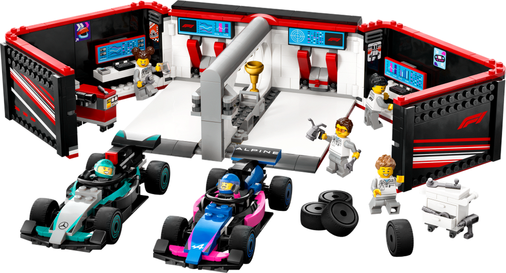 LEGO City 60444 «Гараж F1 для Mercedes-AMG и Alpine» — пит-стоп и обслуживание болидов