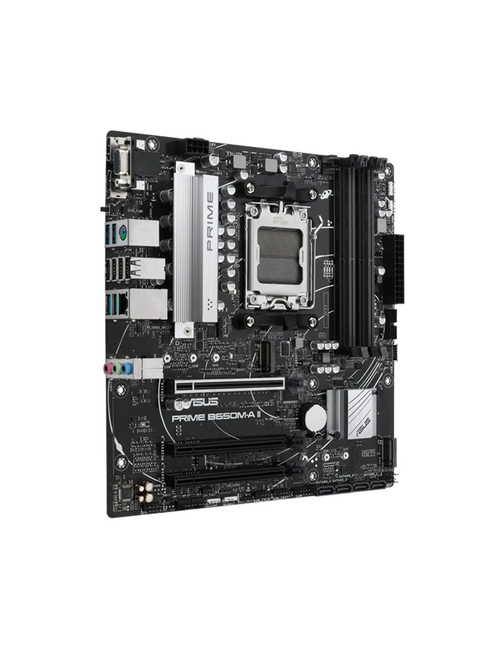 Материнская плата ASUS PRIME B650M-A II-CSM, AM5, B650, 4*DDR5, 4*SATA, 2*M.2, 4*USB 3.2, 4*USB 2.0, 4*PCIx16, DP+HDMI+VGA, mATX; 90MB1EH0-M0EAY0