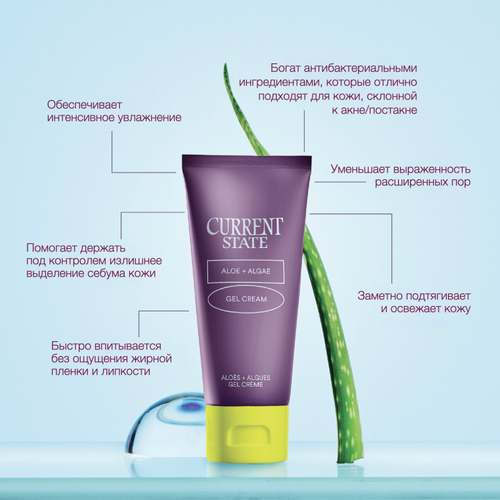 CURRENT STATE Aloe + Algae Lightweight Gel Cream, Увлажняющий гель-крем с алоэ, 60мл