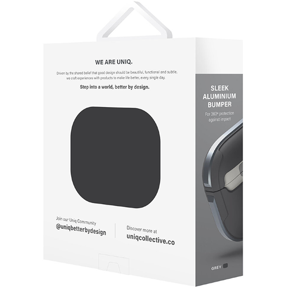 Чехол с карабином Uniq Valencia TPU/Aluminium bumper для AirPods 3 (AIRPODS(2021)-VALGRY), серый