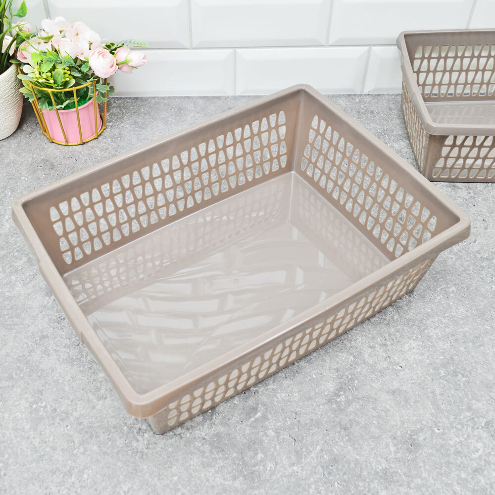 Корзина для хранения "Велетта" 38*28*11см, коричнево-серая С714КСЕР