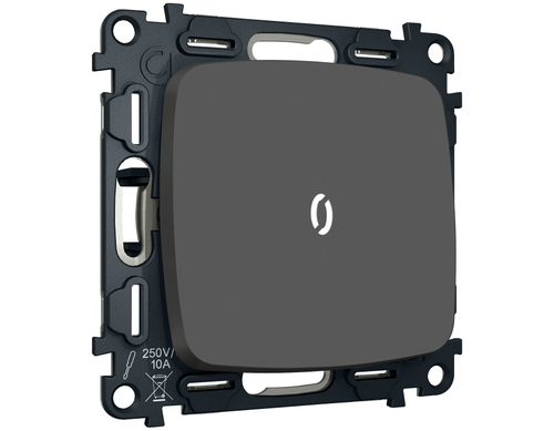 MO902015 Комплект механизма 1-кл выключателя с подсветкой 5600K OMEGA Графит мягкое касание QUANT (OP9020, VM101, G14W)