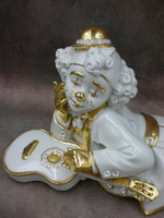 Статуэтка. Фарфор. Клоун с гитарой и кристаллами Сваровски. Capodimonte. Италия
