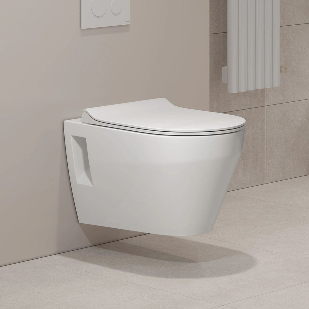 Унитаз подвесной "Бари" ЖС  безободковый сиденье дюропласт КЕРАМИН