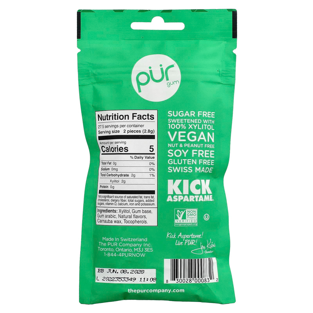 The PUR Company, Жевательная резинка, мята, 55 шт., 77 г (2,72 унции)