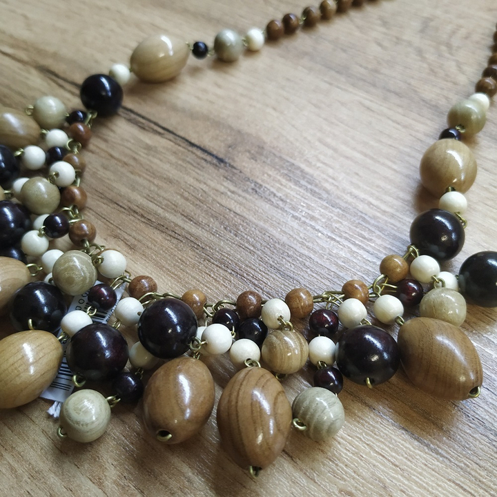 Колье Мускат, дерево, форма круг, овал, цвет ассорти, 63 см