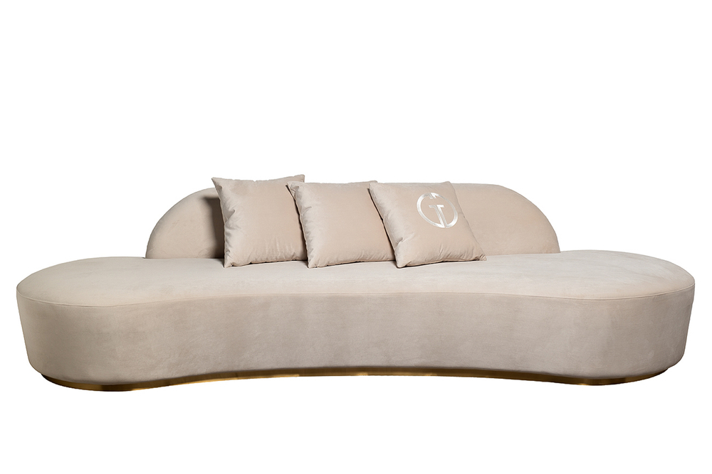 Диван Garda Decor Леа (Lea) трехместный, велюр кремовый 290*112*75 см