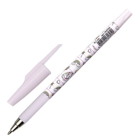 Ручка шариковая ЮНЛАНДИЯ "UNICORN", синяя, SOFT TOUCH покрытие, узел 0,7 мм, линия письма 0,35 мм, 143726