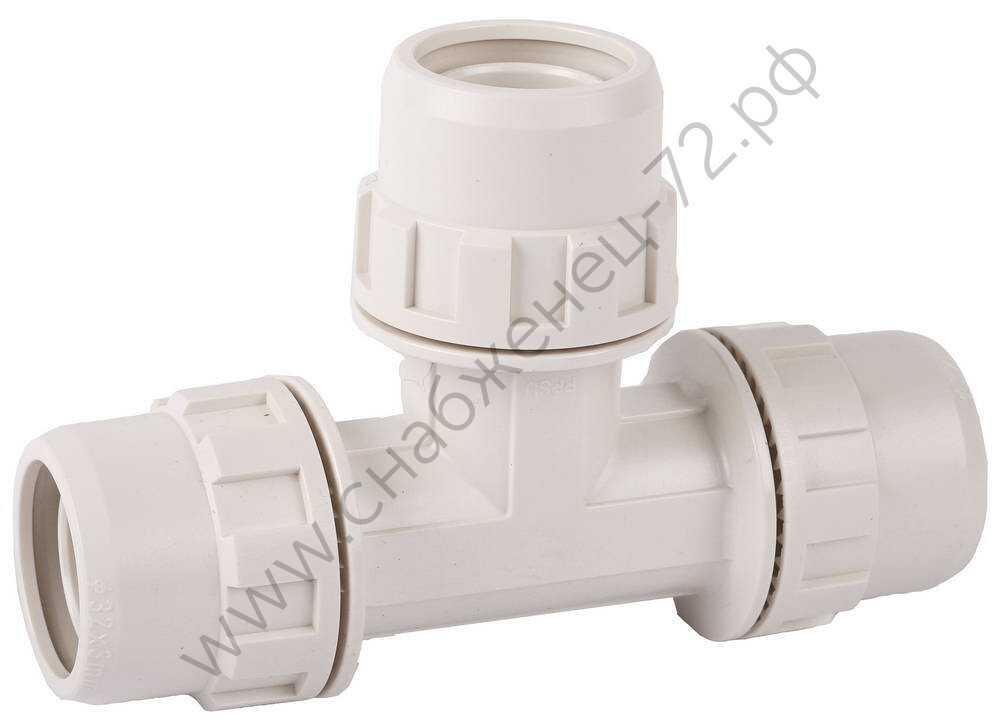 ЗУБР ШиреФит, штуцер с гайкой - штуцер с гайкой - штуцер с гайкой 32 мм, Соединительный тройник (51505-32)