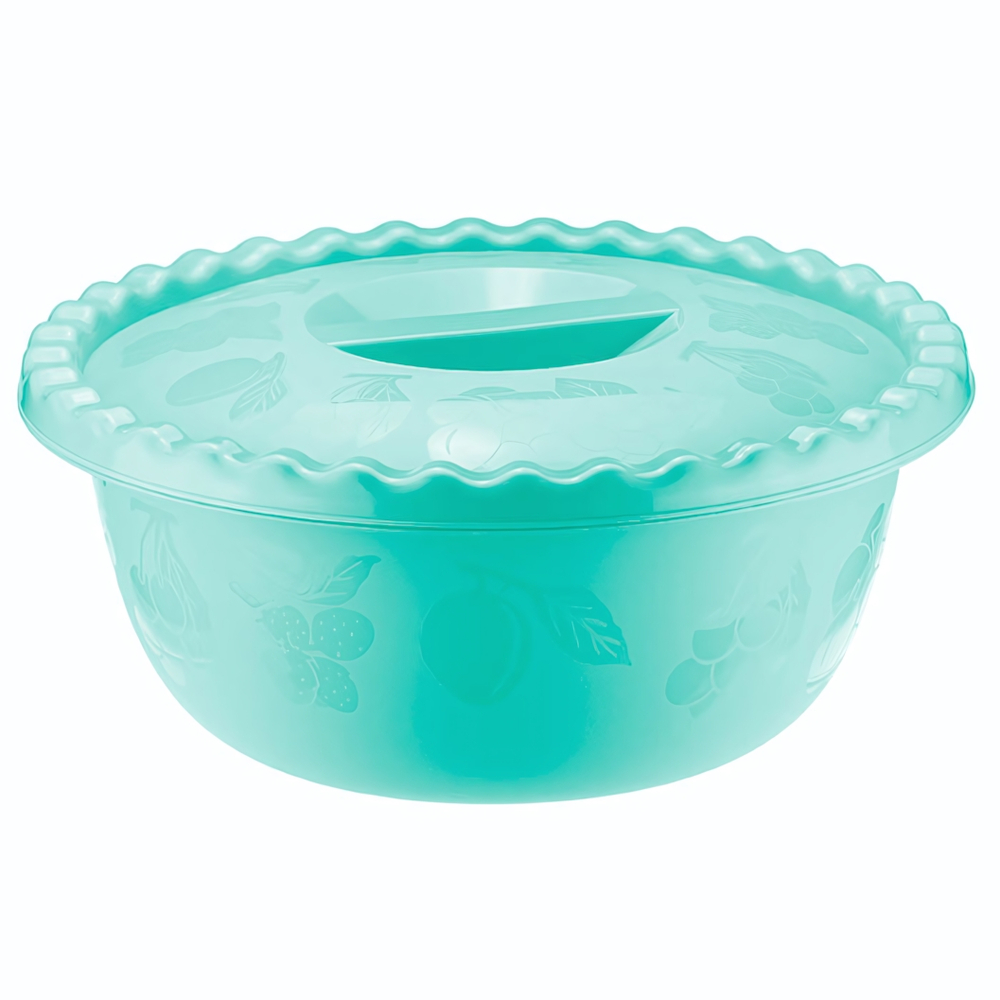 Миска 5л круглая с крышкой, аквамарин