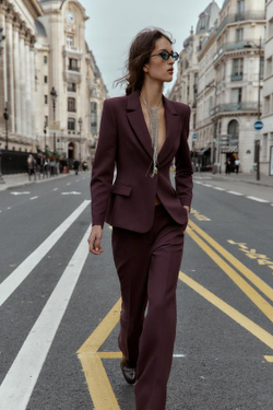 ZARA БРЮКИ ПРЯМОГО КРОЯ, БУРГУНДИ