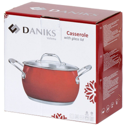 Кастрюля нерж, 2.6 л, с крыш, Daniks, Валетта, QS-2-18/GS-01616-18CA, индукц