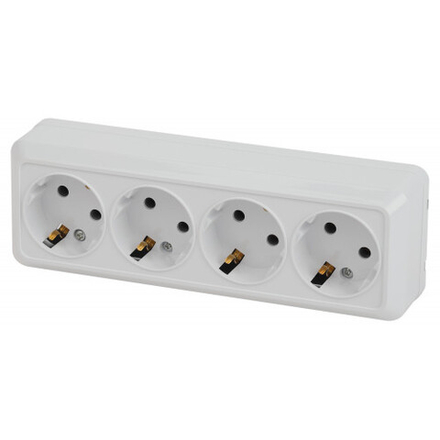 Розетка Intro Quadro 2-208-01 с заземлением четверная 4х2P+E 16А-250В IP20 ОУ белый