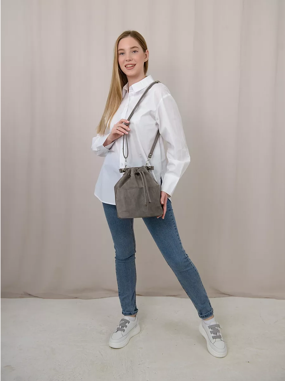 сумка через плечо маленькая натуральная замша