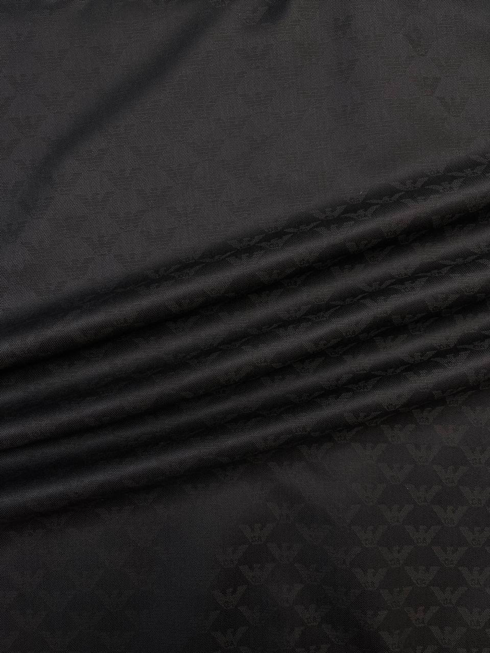 Шерсть с хлопком костюмно-плательная Giorgio Armani темно-синяя с лого