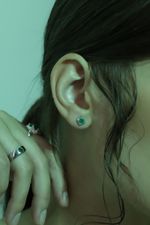 Серьги Crystal Square c зеленым агатом