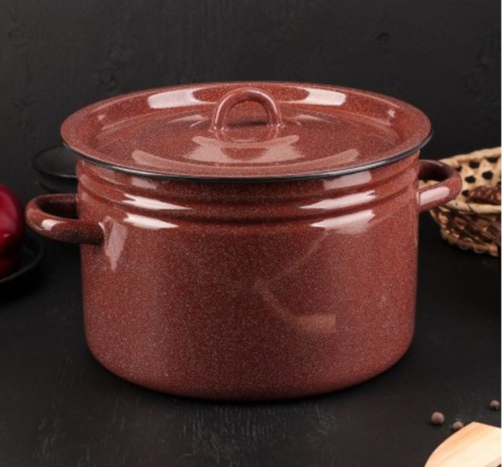 Кастрюля эмалированная 5,5 л БЕЗ ДЕКОРА КОРИЧНЕВЫЙ РЯБЧИК цилиндрическая Кастрюля эмалированная 5,5 л БЕЗ ДЕКОРА КОРИЧНЕВЫЙ РЯБЧИК цилиндрическая