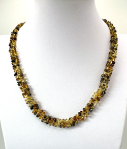 Бусы из цельного натурального янтаря "Коса", 50 см