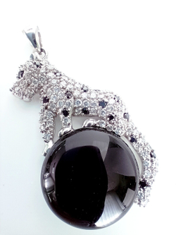 Подвеска Эстерелла, серебро 925*, циркон, оникс, родирование/Ф