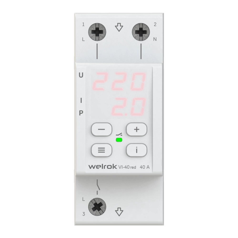 Реле напряжения с контролем тока Welrok VI-40 red