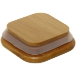 Банка для продуктов стеклянная 200мл «Хай-Тек» с бамбуковой крышкой, квадратная 6*8см