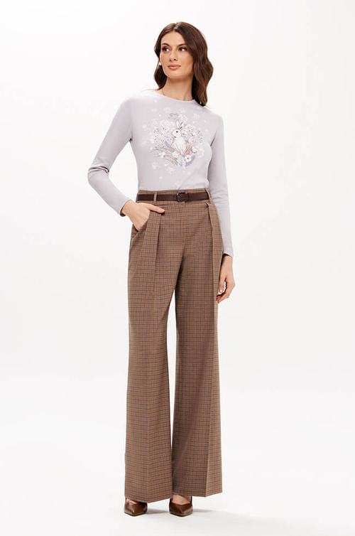 31190 Брюки женские (коричневый клетка)