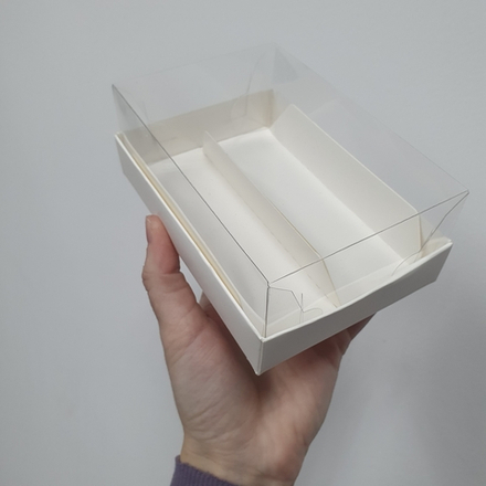 Коробка на 2 эклера КУПОЛ (Белая), 13,5*9*5 см