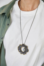 HMG 1311 Брошь-кулон c cерым жемчугом арт.1115