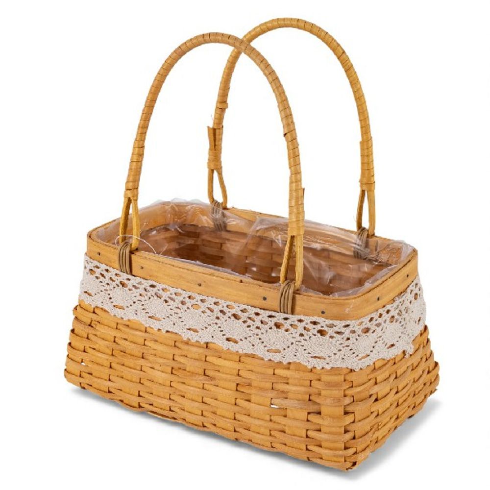 Корзина "Секвойя" D22*12*Н13НН27 см с декором Натуральный