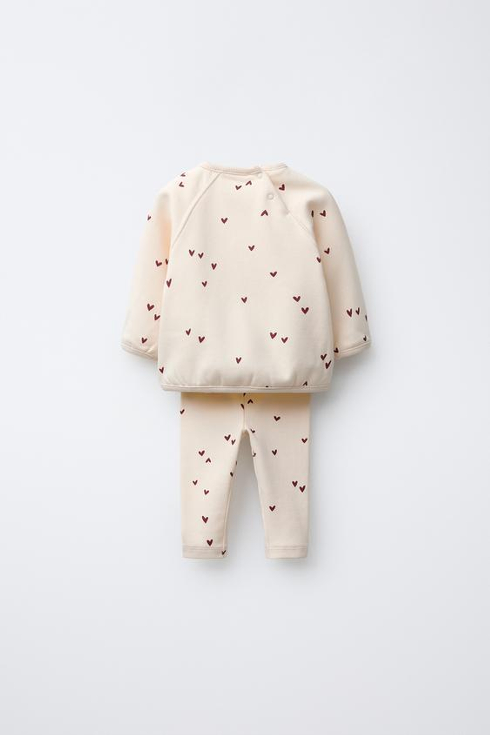 ZARA КОМПЛЕКТ: ТОЛСТОВКА И ЛЕГГИНСЫ С СЕРДЕЧКАМИ, ЭКРЮ