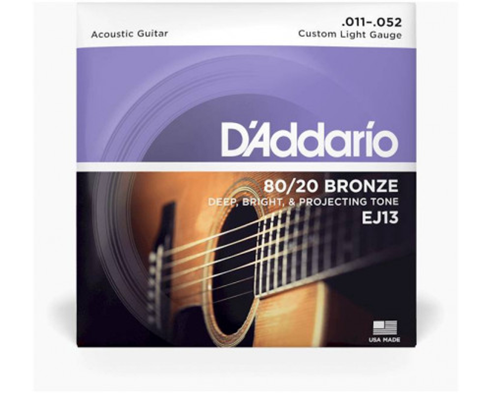 D`ADDARIO EJ13 BRONZE 80/20 Струны для акустической гитары бронза Custom Light 11-52.