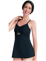 Купальник с юбкой ортопедический со встроенным лифом черный, слитный Amoena 44-46 RU