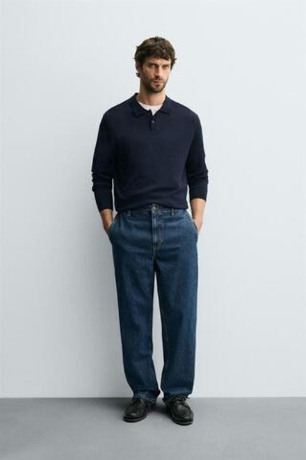 ZARA ДЖИНСОВЫЕ БРЮКИ ЧИНОС STRAIGHT FIT, СИНИЙ