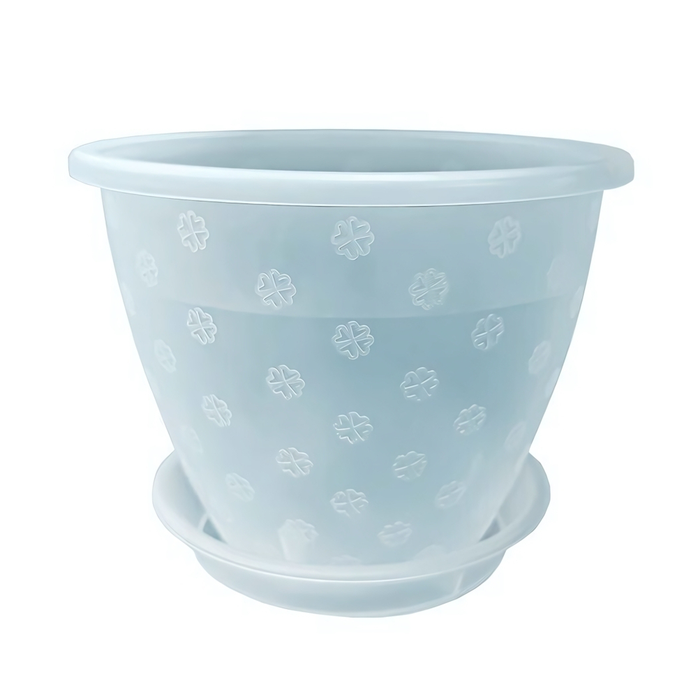 Кашпо "Цветочек" с поддоном 1,2л (прозрачное)