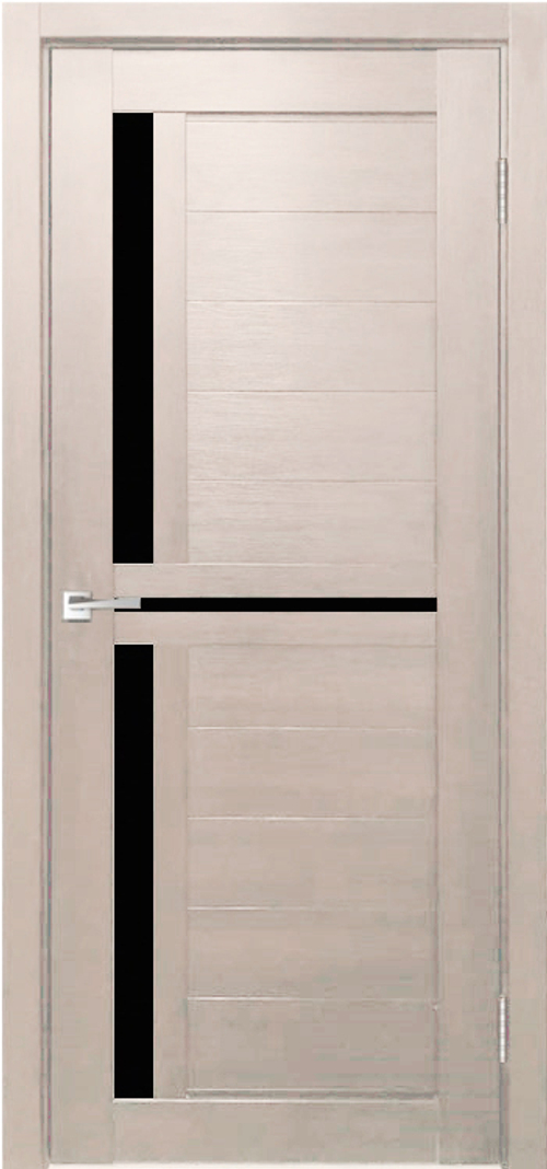 Межкомнатная дверь Z-1 / Цвет тон Кремовая лиственница / Остекление "Лакобель черное" / Двери Верда