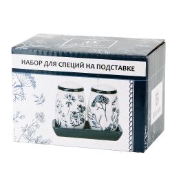 Набор для специй солонка/ перечница " " 12*5,5*9,5см. (на керамической подставке)
