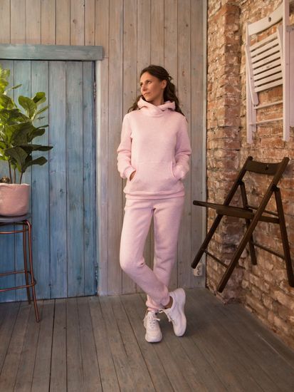Костюм с капюшоном из футера с начесом   - розовый меланж