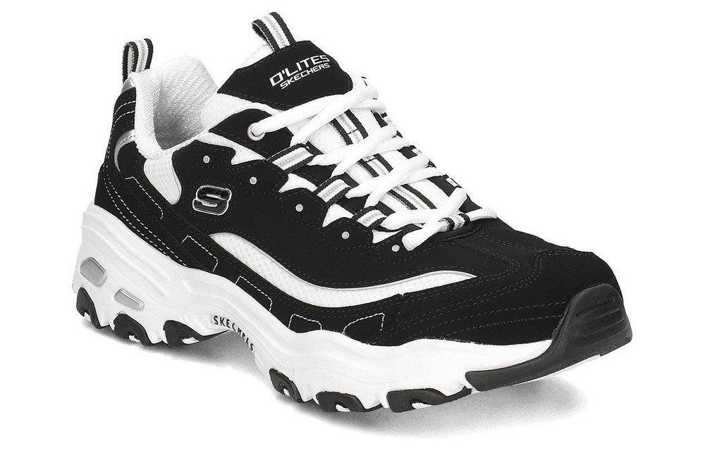 Skechers Skechers D'LITES breathable lightweight low-cut daddy shoes men's white and black