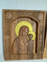 Освященная Икона Казанской Божией Матери 14х17.4см дуб - Км