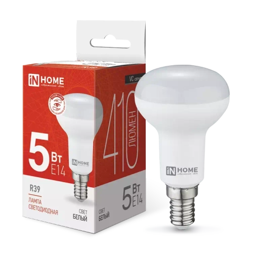 Лампа светодиодная LED-R39-VC 5Вт 230В Е14 4000К БЕЛЫЙ 410Лм IN HOME