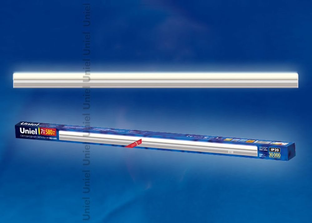 ULI-L02-7W-3100K-SL Линейный светильник LED (аналог Т5), 580Lm, 3100K, выключатель на корпусе. Цвет корпуса - серебристый.