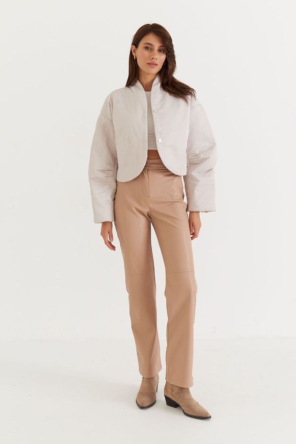 Куртка с объемными рукавами жемчужного цвета